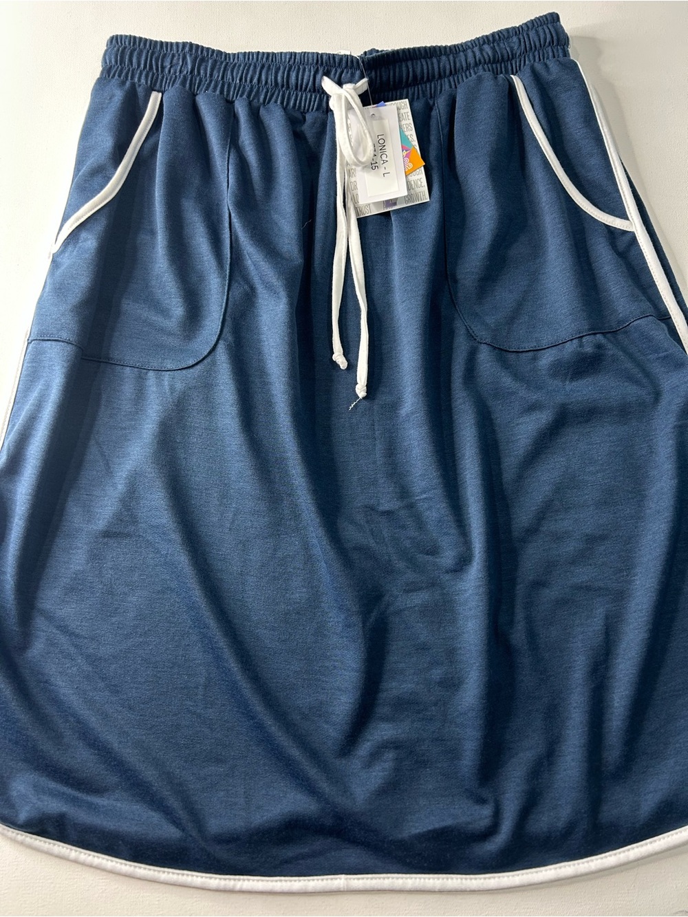 LuLaRoe Navy Blue Circle Skirt with White Trim